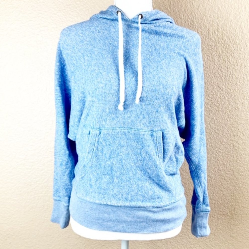 J Crew Blue Pullover Hoodie With Drawstrings